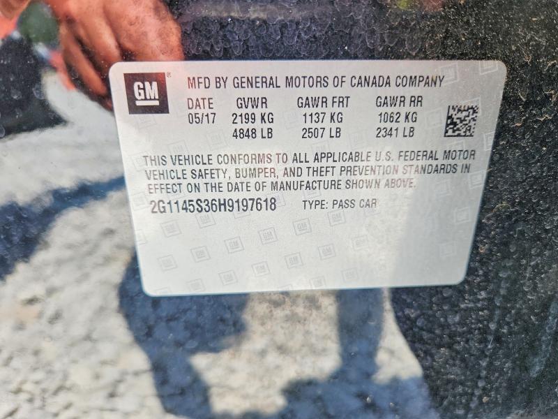 Auction sale of the 2017 Chevrolet Impala, vin: 2G1145S36H9197618, lot number: 63346156