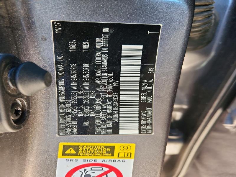 2018 Toyota Highlander მანქანა იყიდება აუქციონზე, vin: 5TDBZRFH3JS499343, აუქციონის ნომერი: 61959046