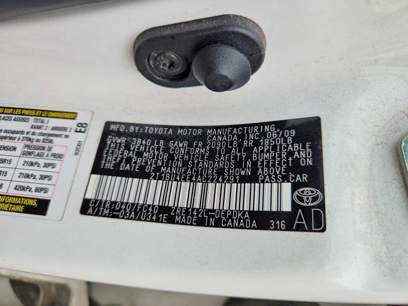 59626716 :رقم المزاد ، 2T1BU4EE4AC224291 vin ، 2010 Toyota Corolla مزاد بيع