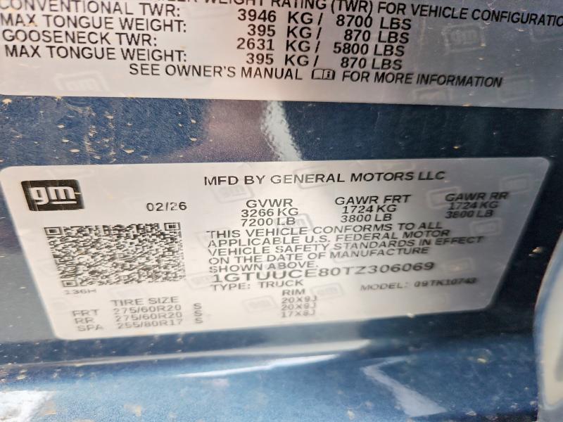 59350536 :رقم المزاد ، 1GTUUCE80TZ306069 vin ، 2026 Gmc Sierra C1500 مزاد بيع