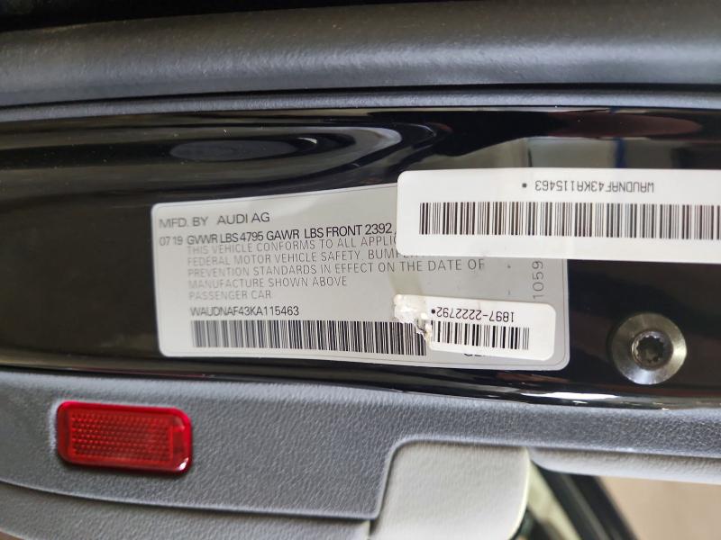 Продажа на аукционе авто 2019 Audi A4, vin: WAUDNAF43KA115463, номер лота: 60995306
