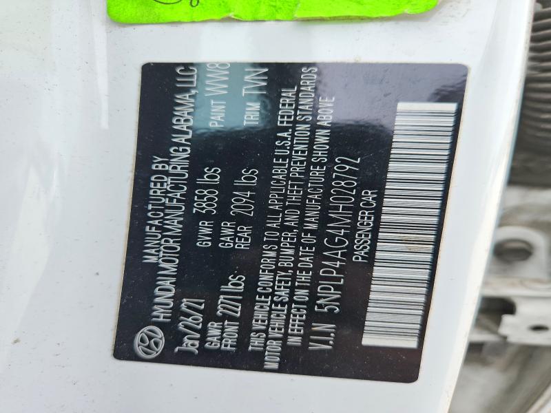 60237566 :رقم المزاد ، 5NPLP4AG4MH028792 vin ، 2021 Hyundai Elantra مزاد بيع