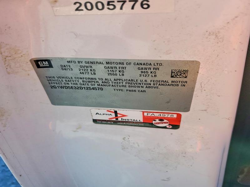 60945336 :رقم المزاد ، 2G1WD5E32D1254570 vin ، 2013 Chevrolet Impala مزاد بيع