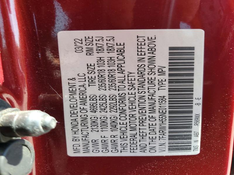 Продаж на аукціоні авто 2022 Honda Cr-v, vin: 7FARW1H55NE011584, номер лоту: 61626086