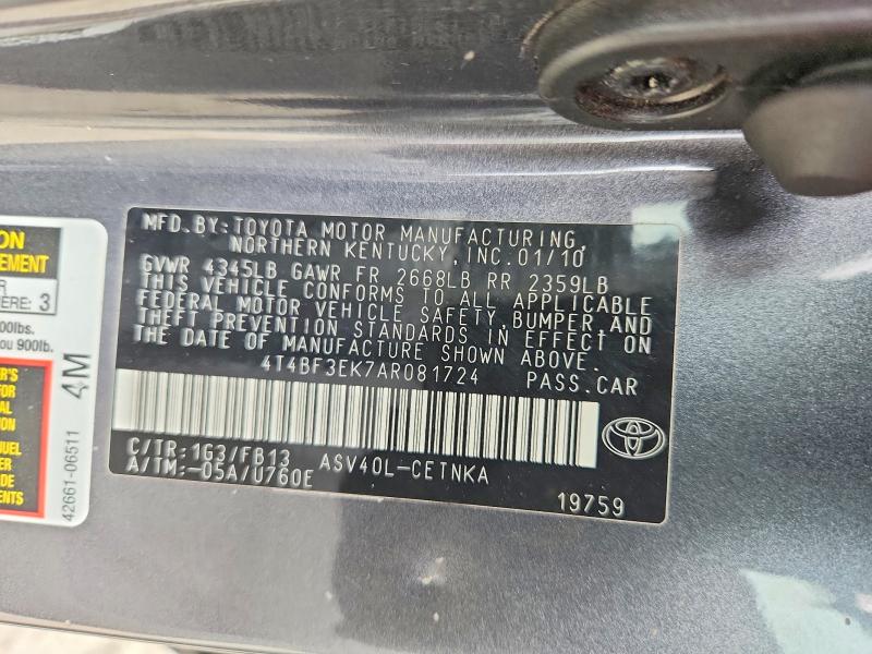 59396246 :رقم المزاد ، 4T4BF3EK7AR081724 vin ، 2010 Toyota Camry مزاد بيع
