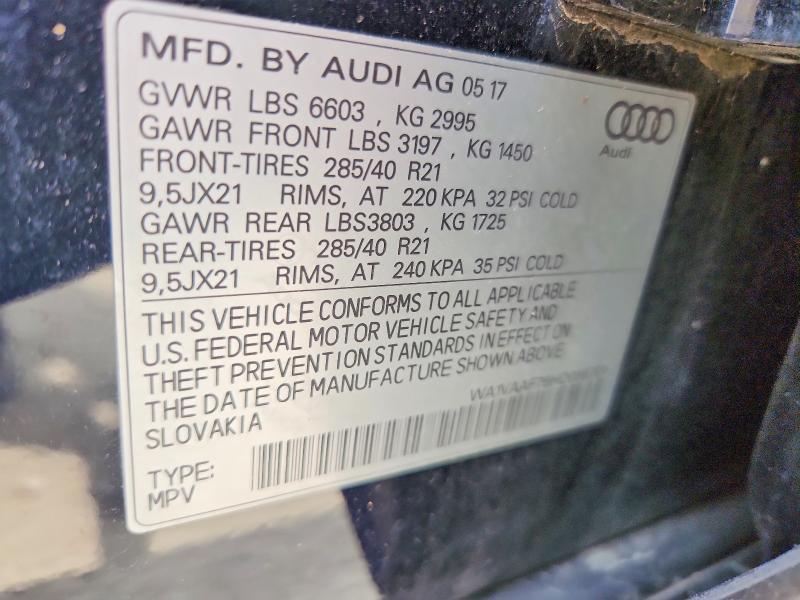 61882756 :رقم المزاد ، WA1VAAF76HD056701 vin ، 2017 Audi Q7 مزاد بيع