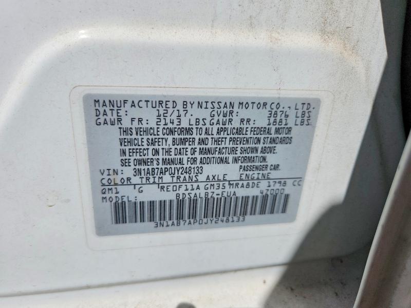 2018 Nissan Sentra მანქანა იყიდება აუქციონზე, vin: 3N1AB7AP0JY248133, აუქციონის ნომერი: 61345646