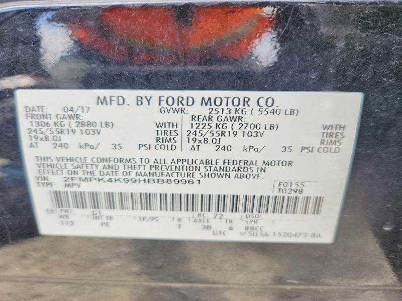 Продажа на аукционе авто 2017 Ford Edge, vin: 2FMPK4K99HBB89961, номер лота: 61917096
