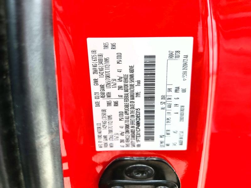 60205936 :رقم المزاد ، 1FTEX1CP4MKD85315 vin ، 2021 Ford F150 مزاد بيع