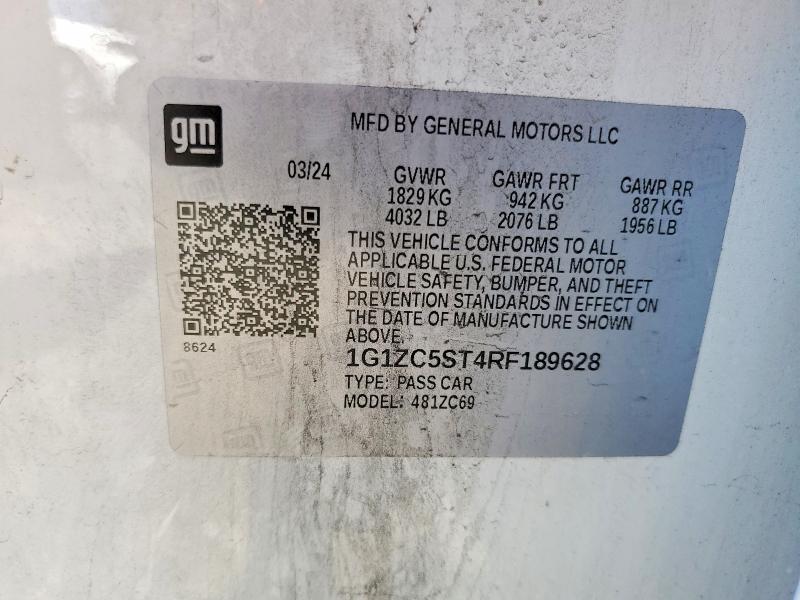 Aukcja sprzedaży 2024 Chevrolet Malibu, vin: 1G1ZC5ST4RF189628, numer aukcji: 60201526