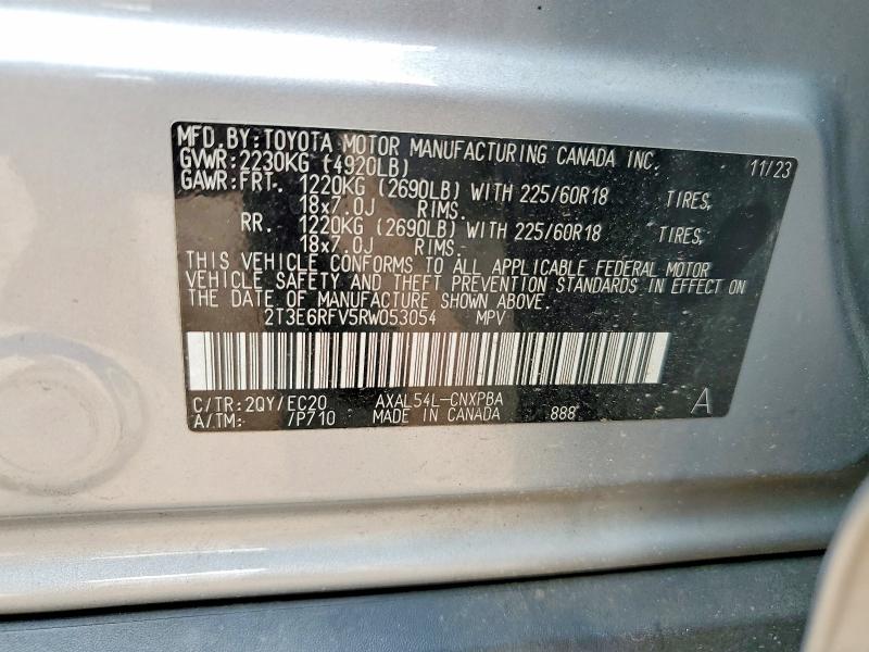 Продажа на аукционе авто 2024 Toyota Rav4, vin: 2T3E6RFV5RW053054, номер лота: 60715866