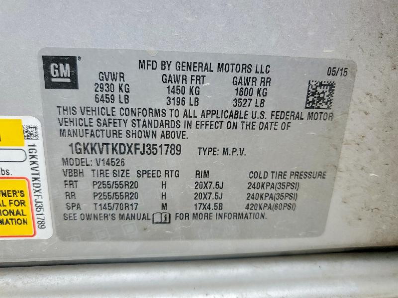 Продажа на аукционе авто 2015 Gmc Acadia, vin: 1GKKVTKDXFJ351789, номер лота: 63057536