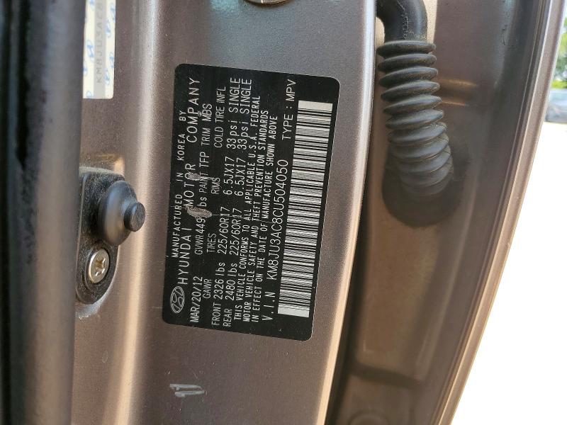 60519386 :رقم المزاد ، KM8JU3AC8CU504050 vin ، 2012 Hyundai Tucson مزاد بيع