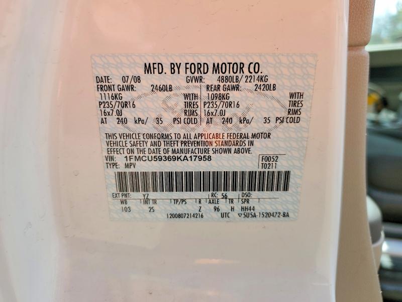 62520846 :رقم المزاد ، 1FMCU59369KA17958 vin ، 2009 Ford Escape مزاد بيع