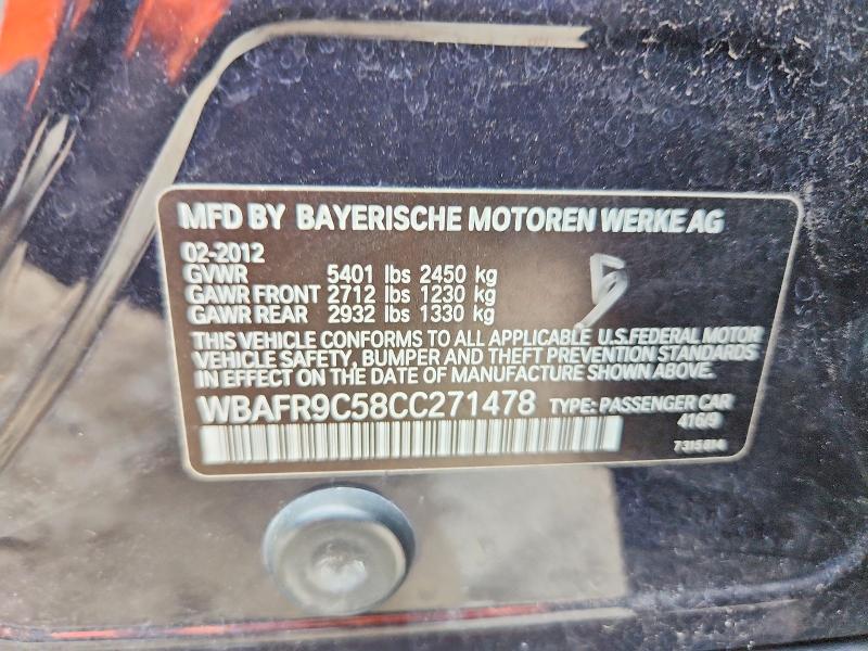 Продажа на аукционе авто 2012 Bmw 550, vin: WBAFR9C58CC271478, номер лота: 60302256