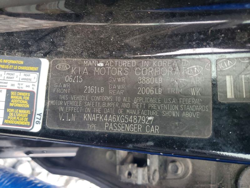 Продаж на аукціоні авто 2016 Kia Forte, vin: KNAFK4A6XG5487927, номер лоту: 59704426