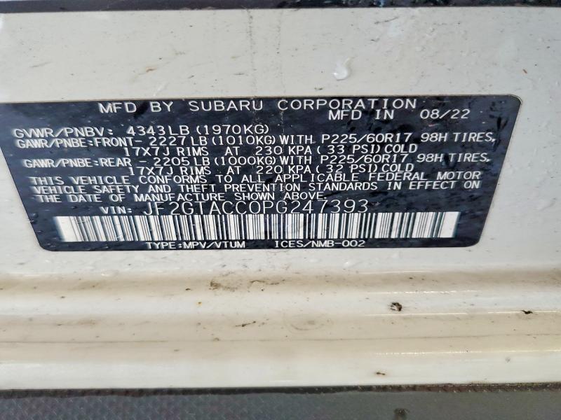 Продажа на аукционе авто 2023 Subaru Crosstrek, vin: JF2GTACC0PG247393, номер лота: 60926976