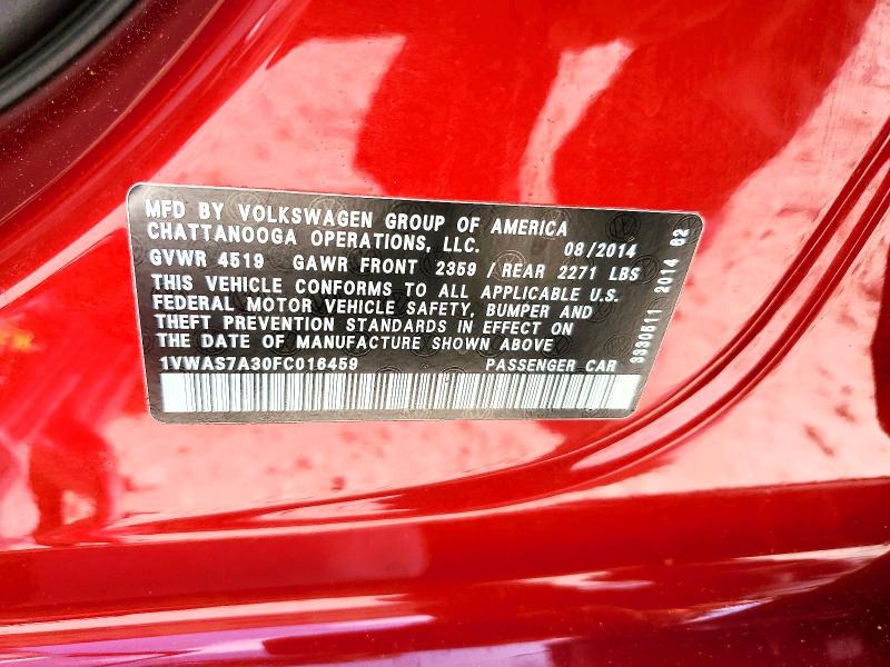Продаж на аукціоні авто 2015 Volkswagen Passat, vin: 1VWAS7A30FC016459, номер лоту: 60439036