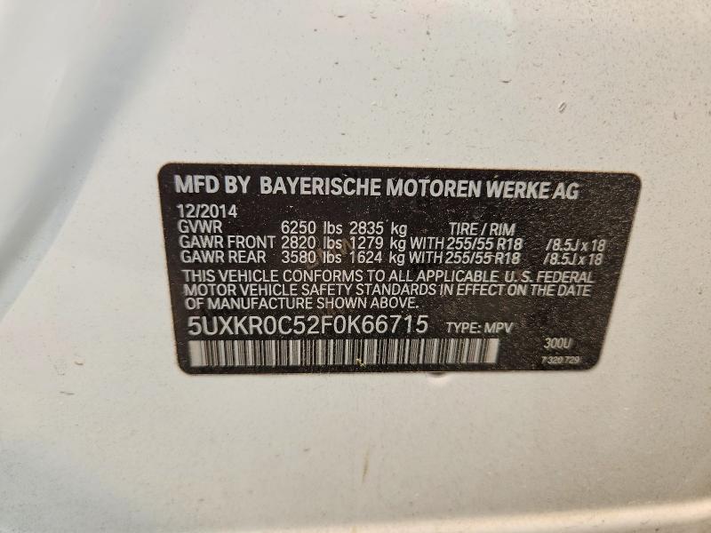 2015 Bmw X5 მანქანა იყიდება აუქციონზე, vin: 5UXKR0C52F0K66715, აუქციონის ნომერი: 61105686