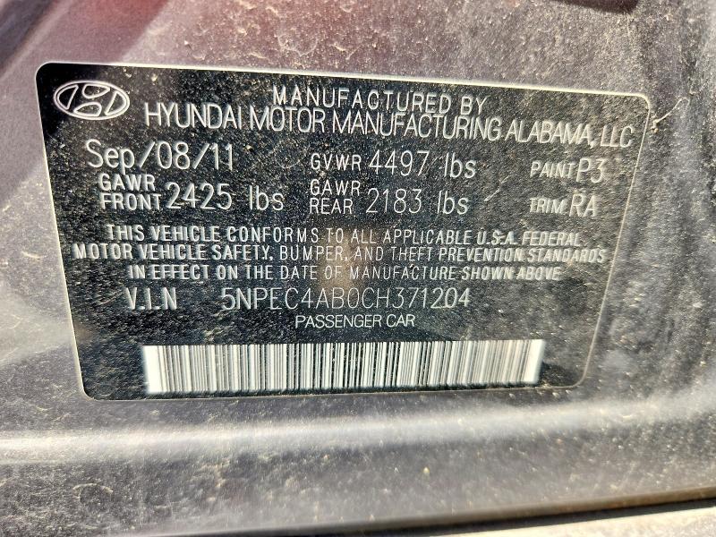 Продаж на аукціоні авто 2012 Hyundai Sonata, vin: 5NPEC4AB0CH371204, номер лоту: 61773136