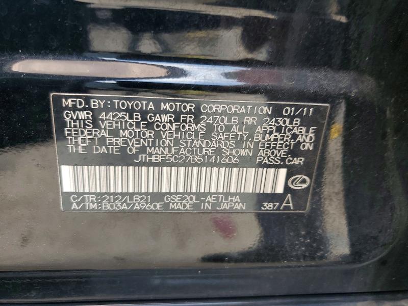 Продаж на аукціоні авто 2011 Lexus Is, vin: JTHBF5C27B5141606, номер лоту: 60899086