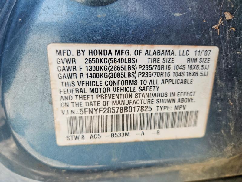 Aukcja sprzedaży 2008 Honda Pilot, vin: 5FNYF28578B017825, numer aukcji: 61339506