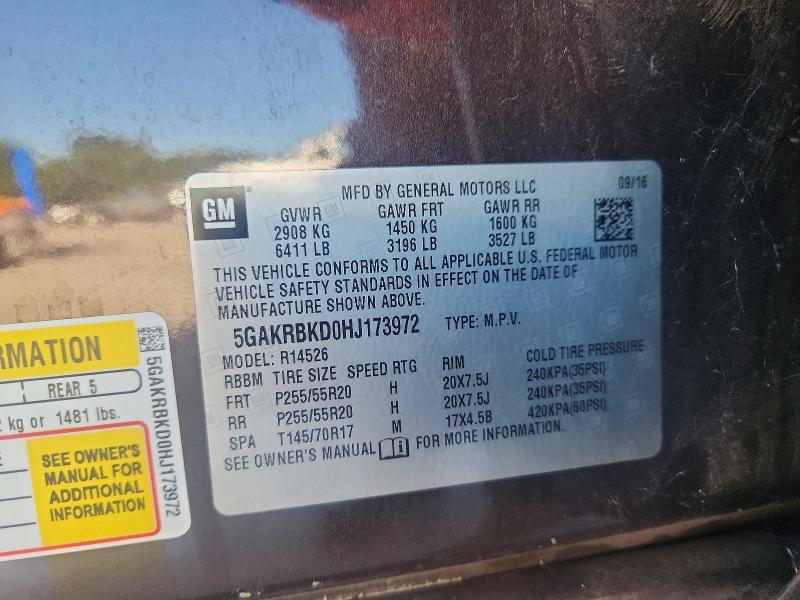 Aukcja sprzedaży 2017 Buick Enclave, vin: 5GAKRBKD0HJ173972, numer aukcji: 59685506