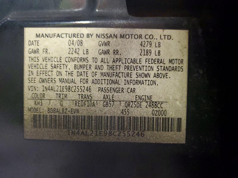 Aukcja sprzedaży 2008 Nissan Altima, vin: 1N4AL21E98C255246, numer aukcji: 60063696