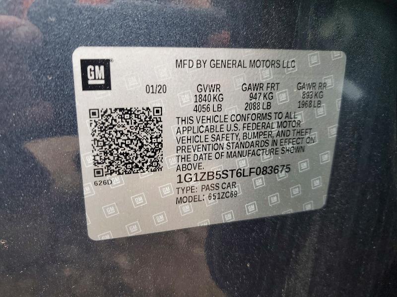 61632386 :رقم المزاد ، 1G1ZB5ST6LF083675 vin ، 2020 Chevrolet Malibu مزاد بيع