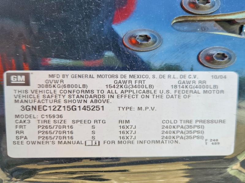 2005 Chevrolet Avalanche მანქანა იყიდება აუქციონზე, vin: 3GNEC12Z15G145251, აუქციონის ნომერი: 62037906