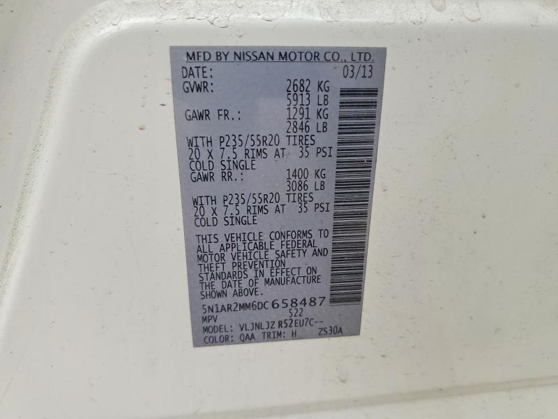 Продаж на аукціоні авто 2013 Nissan Pathfinder, vin: 5N1AR2MM6DC658487, номер лоту: 62592156
