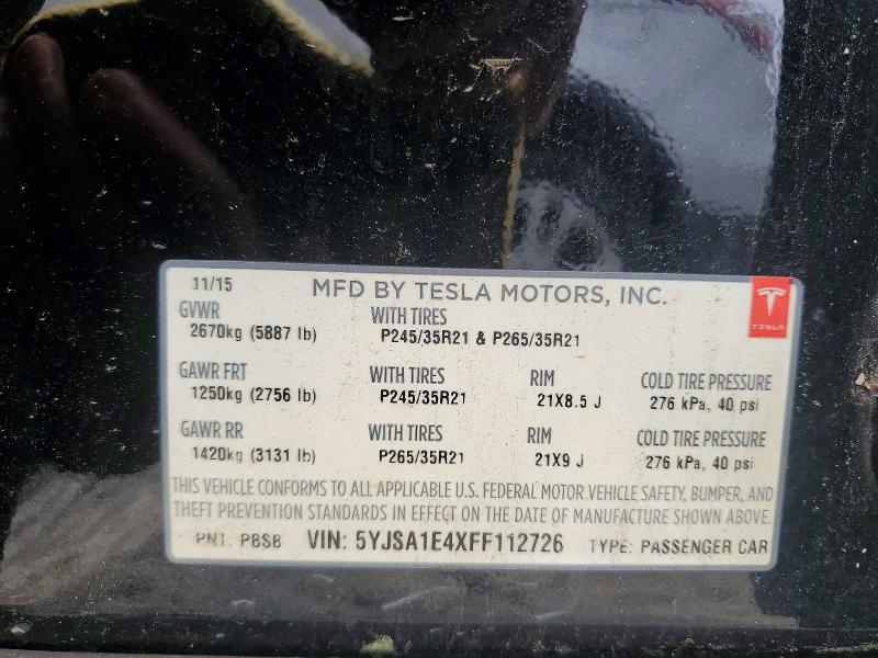 Продажа на аукционе авто 2015 Tesla Model S, vin: 5YJSA1E4XFF112726, номер лота: 61304396
