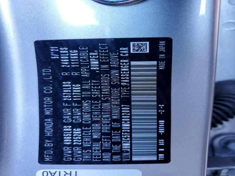 Продажа на аукционе авто 2021 Honda Clarity, vin: JHMZC5F30MC002007, номер лота: 60426806