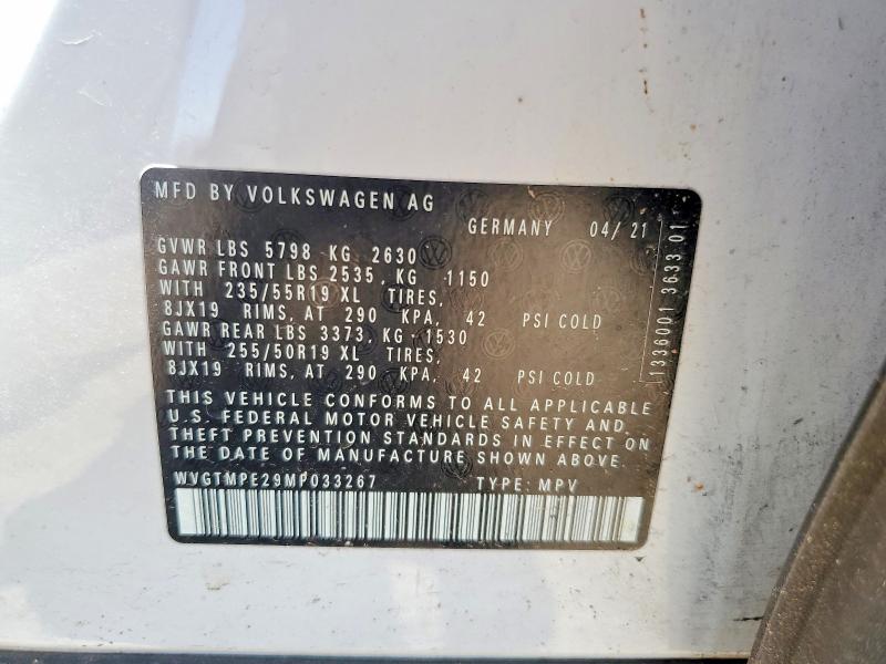Aukcja sprzedaży 2021 Volkswagen Id.4, vin: WVGTMPE29MP033267, numer aukcji: 59314036