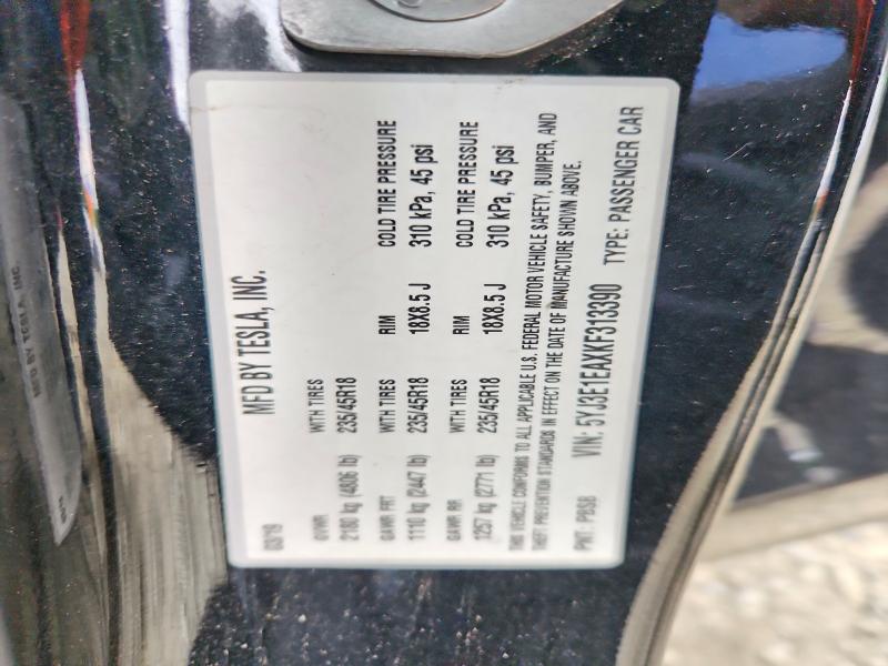 62923866 :رقم المزاد ، 5YJ3E1EAXKF313390 vin ، 2019 Tesla Model 3 مزاد بيع