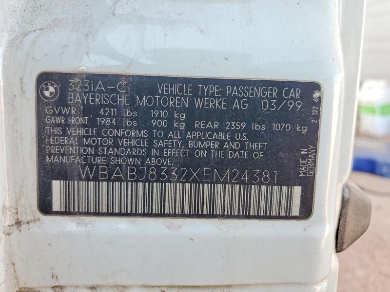 Продаж на аукціоні авто 1999 Bmw 323, vin: WBABJ8332XEM24381, номер лоту: 59182886