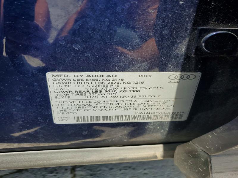 Aukcja sprzedaży 2020 Audi Q5, vin: WA1ANAFY3L2083838, numer aukcji: 59351046