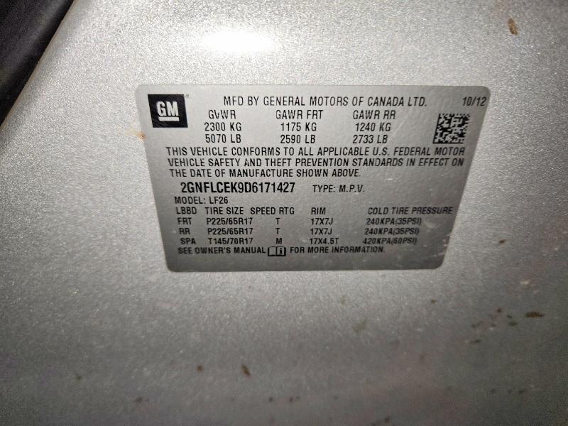 63604346 :رقم المزاد ، 2GNFLCEK9D6171427 vin ، 2013 Chevrolet Equinox مزاد بيع