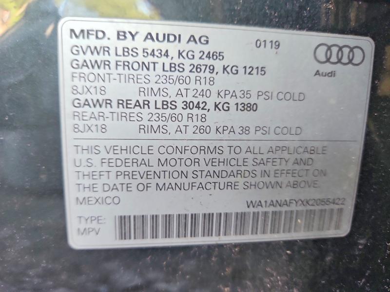 Aukcja sprzedaży 2019 Audi Q5, vin: WA1ANAFYXK2055422, numer aukcji: 60968166