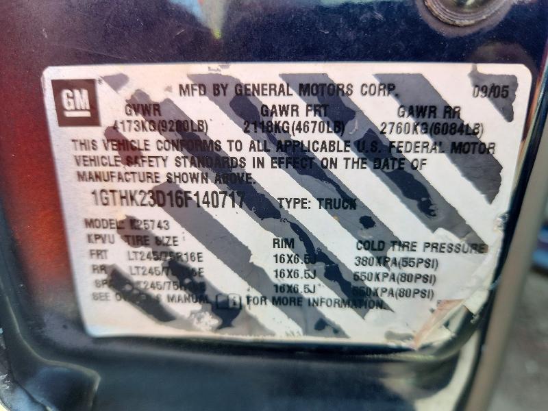 Aukcja sprzedaży 2006 Gmc Sierra, vin: 1GTHK23D16F140717, numer aukcji: 62500456
