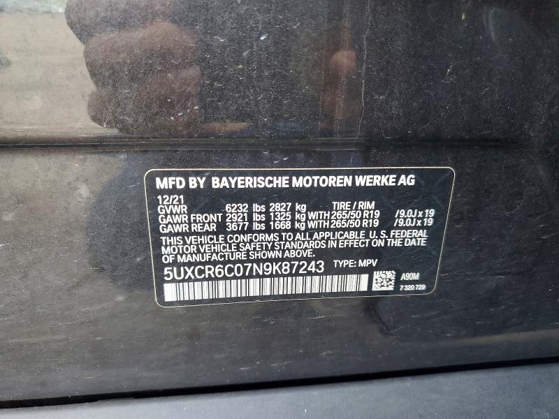 61950656 :رقم المزاد ، 5UXCR6C07N9K87243 vin ، 2022 Bmw X5 مزاد بيع