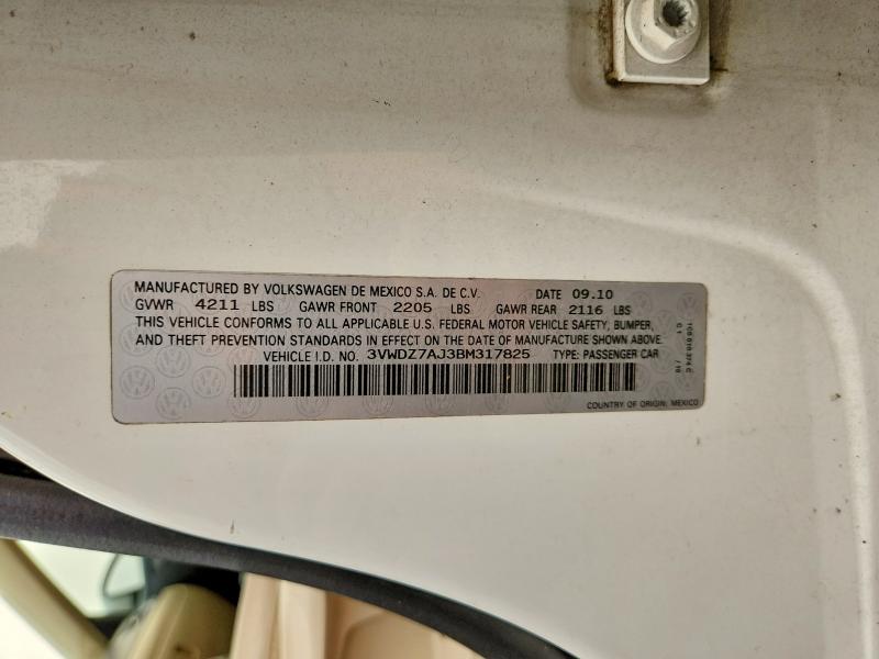 59406296 :رقم المزاد ، 3VWDZ7AJ3BM317825 vin ، 2011 Volkswagen Jetta مزاد بيع
