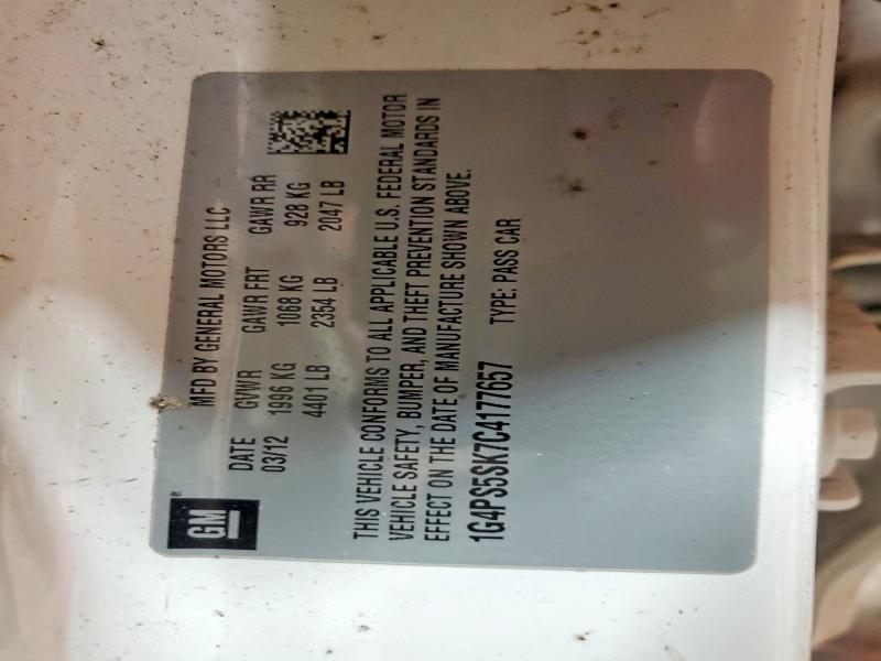 Aukcja sprzedaży 2012 Buick Verano, vin: 1G4PS5SK7C4177657, numer aukcji: 60605086