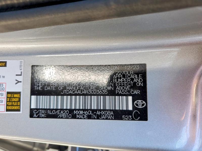 Auction sale of the 2024 Toyota Prius, vin: JTDACAAU4R3023635, lot number: 60583376