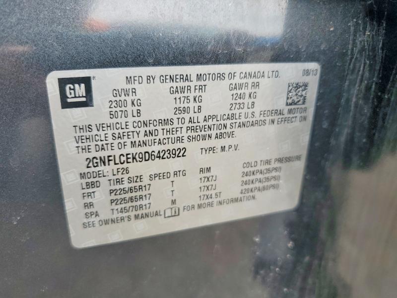 Продаж на аукціоні авто 2013 Chevrolet Equinox, vin: 2GNFLCEK9D6423922, номер лоту: 60465096