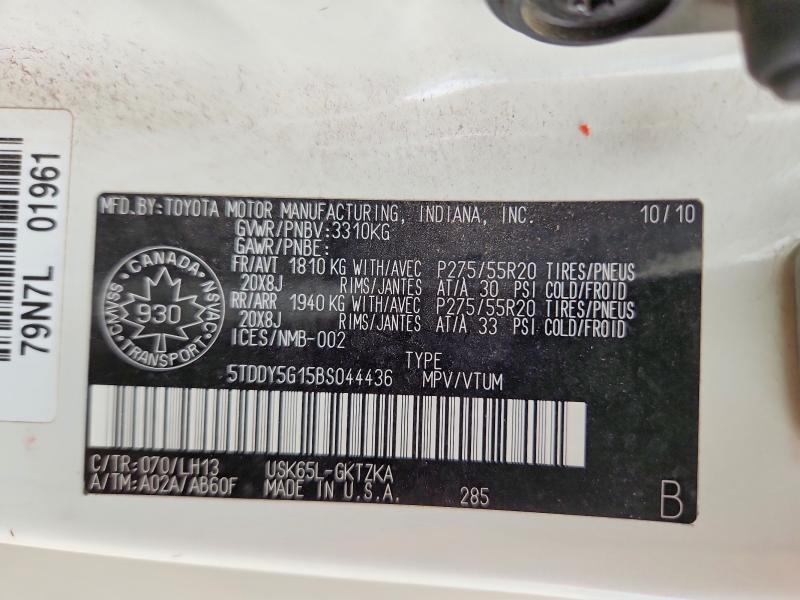 2011 Toyota Sequoia მანქანა იყიდება აუქციონზე, vin: 5TDDY5G15BS044436, აუქციონის ნომერი: 59089516