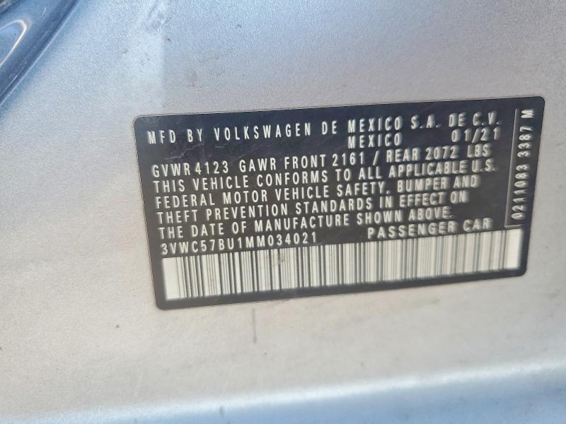 Продаж на аукціоні авто 2021 Volkswagen Jetta, vin: 3VWC57BU1MM034021, номер лоту: 57750196