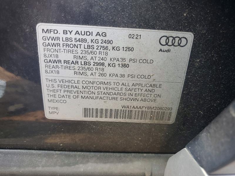 Продаж на аукціоні авто 2021 Audi Q5, vin: WA1AAAFY8M2060293, номер лоту: 60767826
