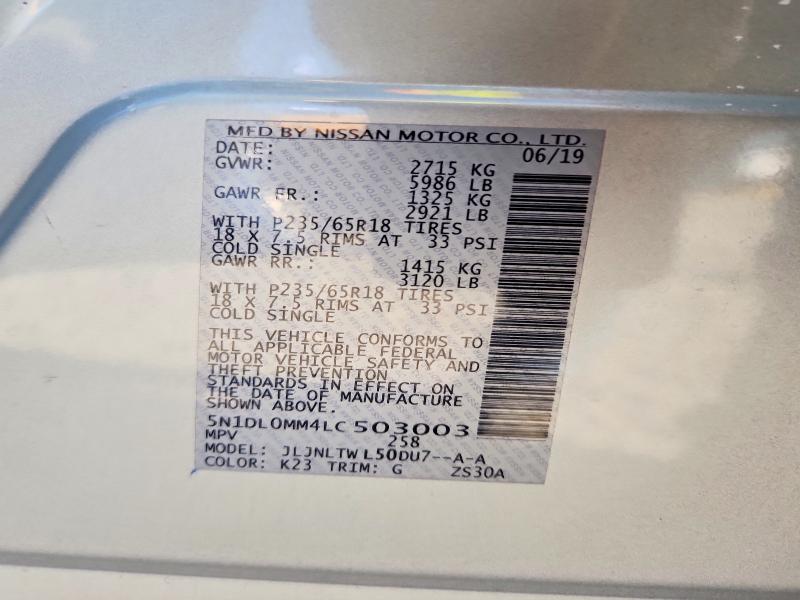 2020 Infiniti Qx60 მანქანა იყიდება აუქციონზე, vin: 5N1DL0MM4LC503003, აუქციონის ნომერი: 62691036