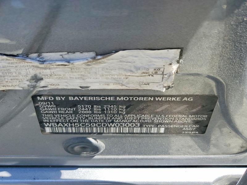 2012 Bmw 528 მანქანა იყიდება აუქციონზე, vin: WBAXH5C59CDW03003, აუქციონის ნომერი: 62874426